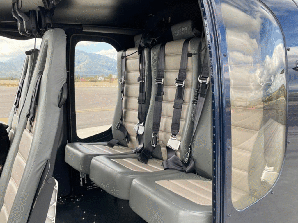 Back row seating of helicopter ride